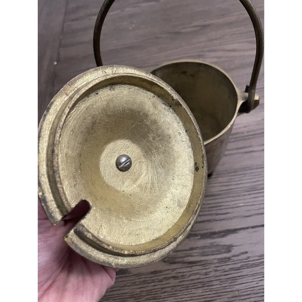 Vintage Heavy Solid Brass FireStarter Kerosene Smudge Pot